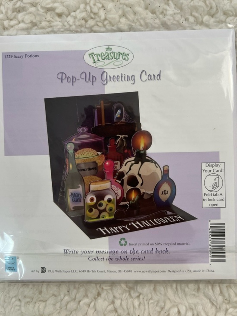 Up with Paper 3-D Pop-Up "Scary Potions" Treasures Halloween Greeting Card